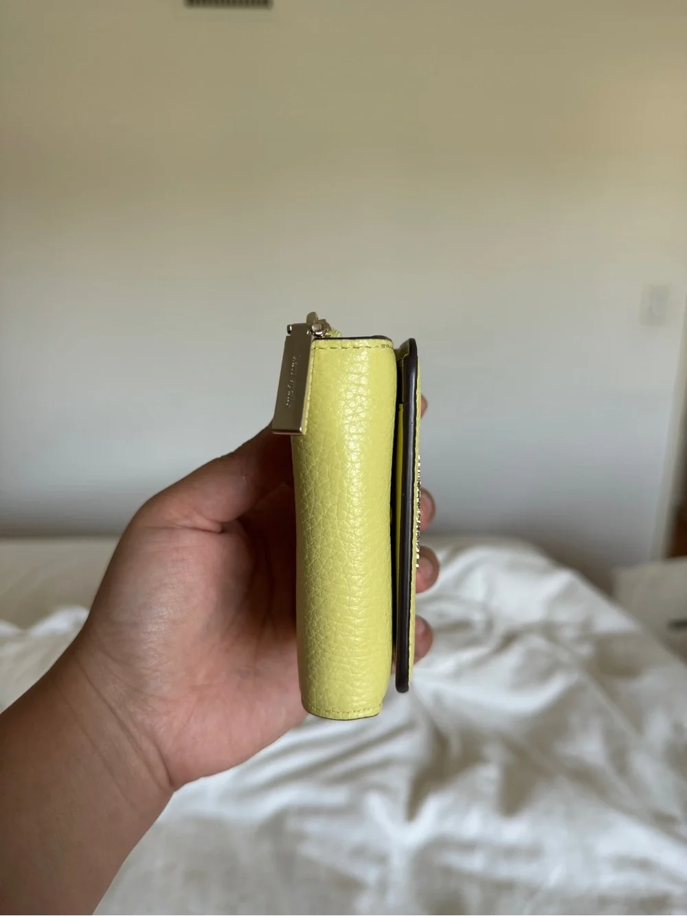 Kate Spade Kayla Small L-Zip Pebbled Leather Wallet - Lime Slushy EUC $129 msrp